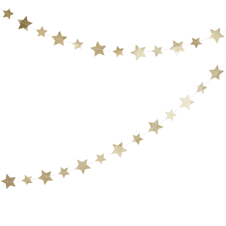 New Years Eve Gold Star Card Garland 4m
