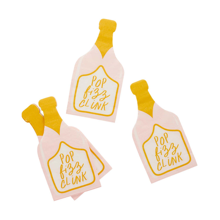 New Years Eve Champagne Bottle Shaped Napkins