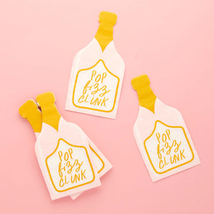 New Years Eve Champagne Bottle Shaped Napkins