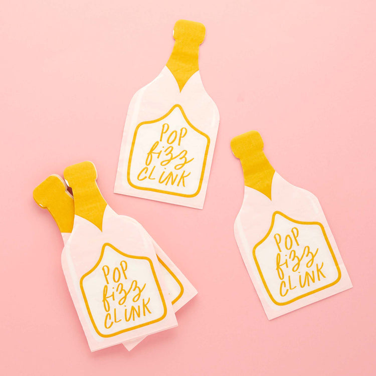 New Years Eve Champagne Bottle Shaped Napkins