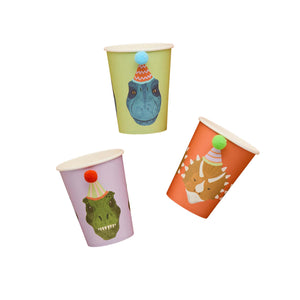 Party Dinosaurs Pom Pom 250ml Paper Cups