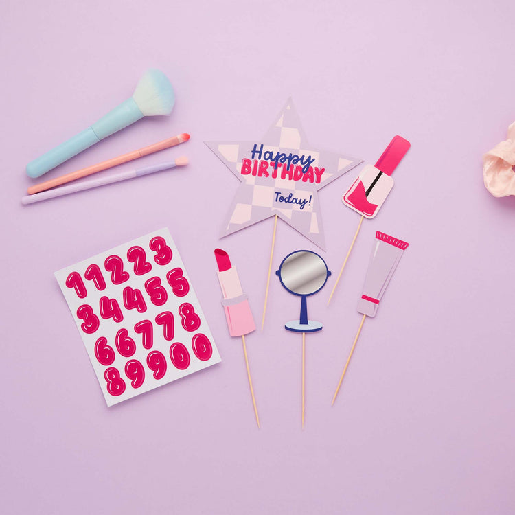 Pamper Party Happy Birthday Card Cake Topper Set