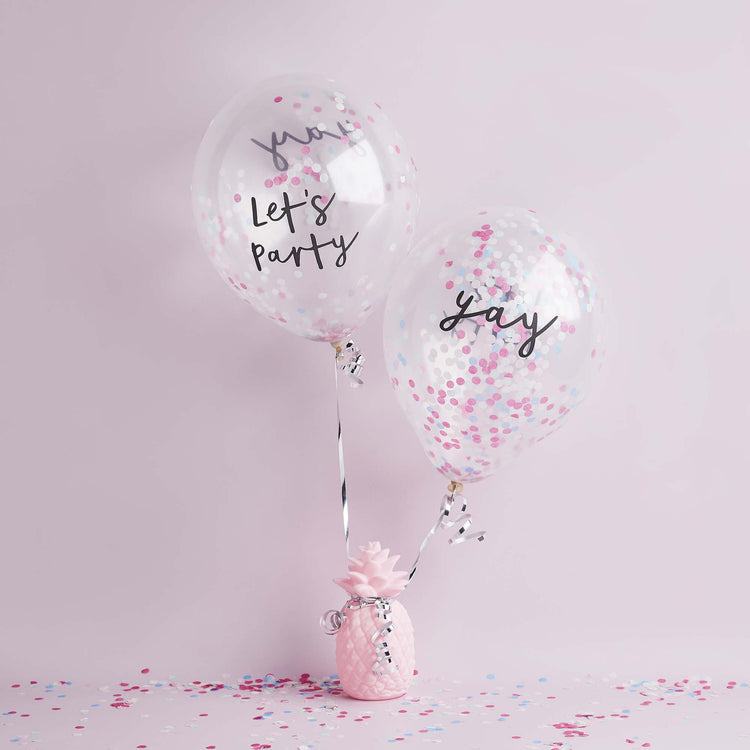 Pastel Pop Lets Party & Yay Confetti 30cm Latex Balloons
