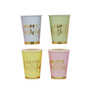 Pastel Party Happy Birthday 250ml Paper Cups