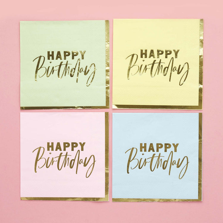Pastel Party Pastel Happy Birthday Lunch Napkins