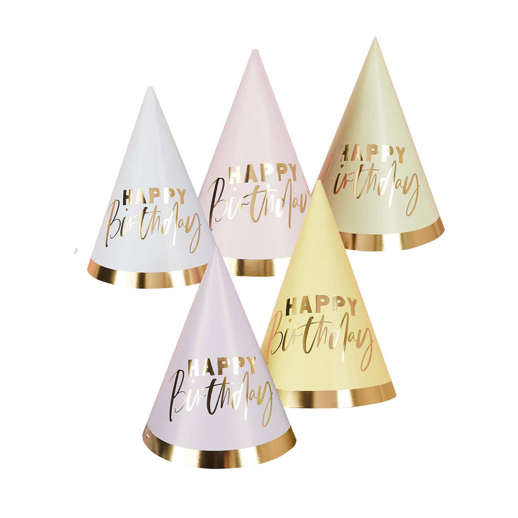 Pastel Party Happy Birthday Party Hats