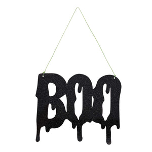 Squad Ghouls Halloween Boo Black Glitter Acrylic Sign -25 x 20.5cm