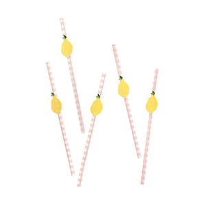 Summer Picnic Lemon & Gingham Paper Straws