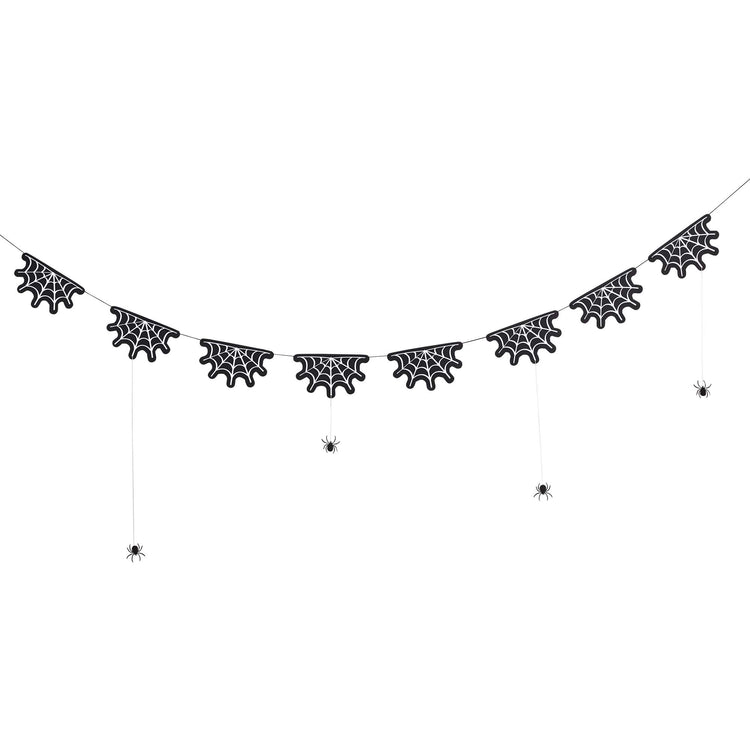 Spell Yeah! Cobweb Card Garland With Hanging Spiders 2m