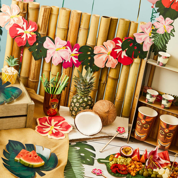 Aloha! Tropical Flower Card Garland 2m