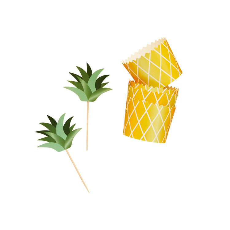 Aloha! Tropical Pineapple Food Picks & Food Cups Set