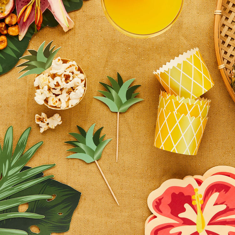 Aloha! Tropical Pineapple Food Picks & Food Cups Set