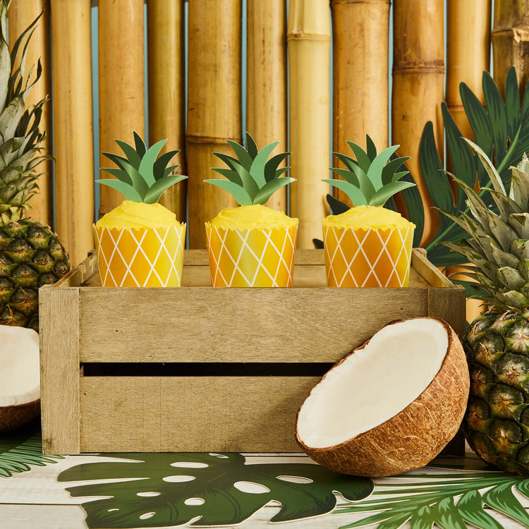Aloha! Tropical Pineapple Food Picks & Food Cups Set