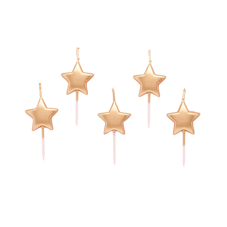 Metallic Mix Up Star Candles - Gold