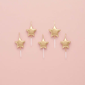 Metallic Mix Up Star Candles - Gold
