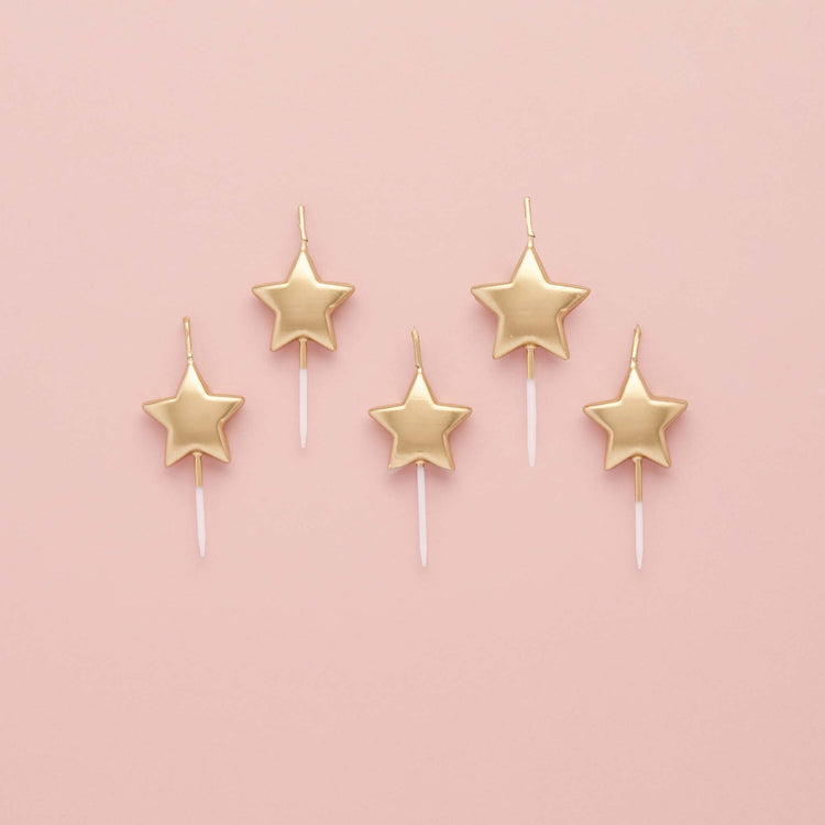 Metallic Mix Up Star Candles - Gold