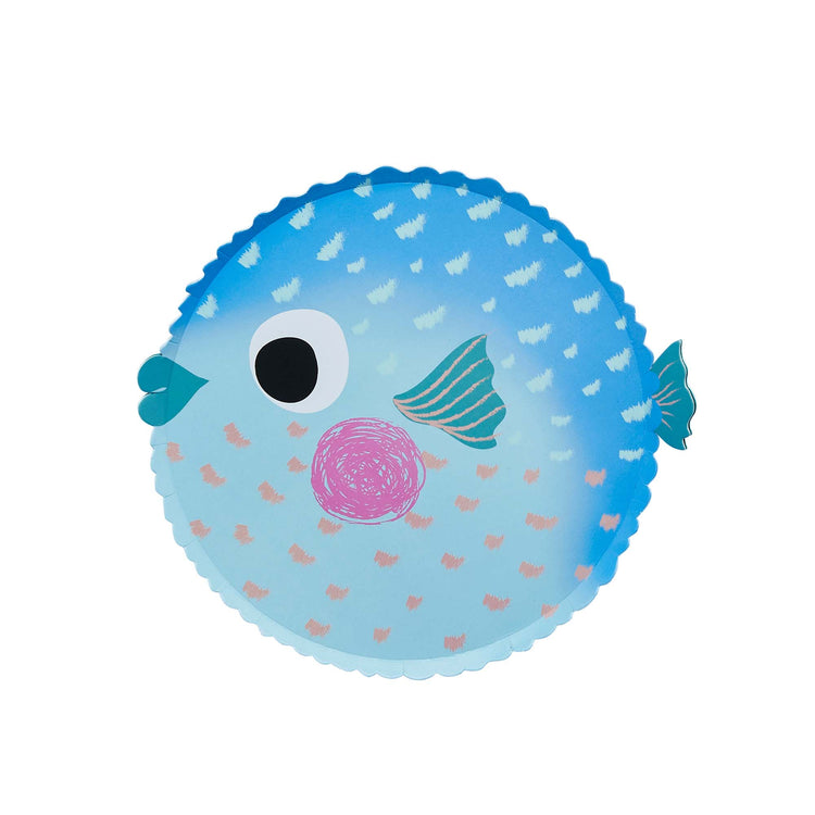 Whale Of A Time Puffer Fish Shaped Paper Plates NPC