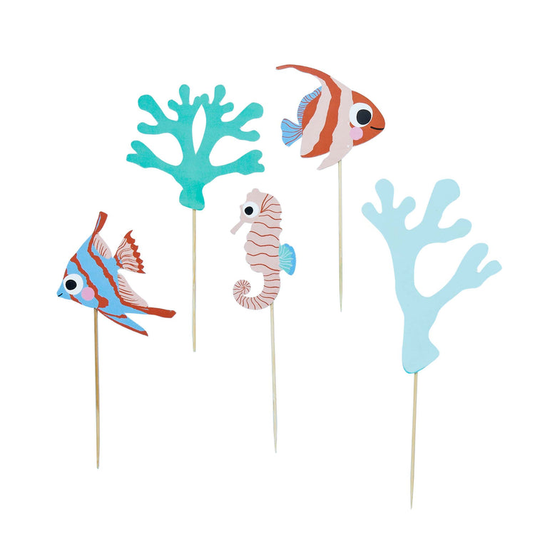 Whale Of A Time Fish & Coral Card Cake Topper Set