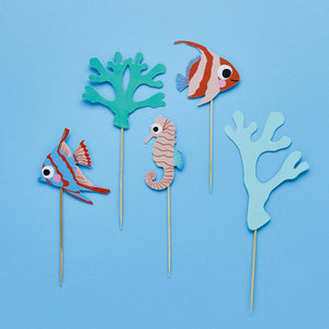 Whale Of A Time Fish & Coral Card Cake Topper Set