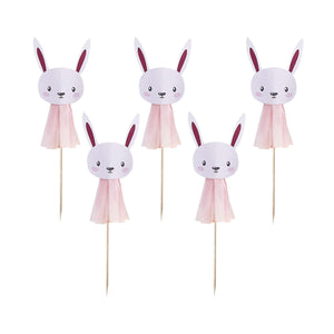 Baby Shower Pink Bunny Tassel Cake Picks