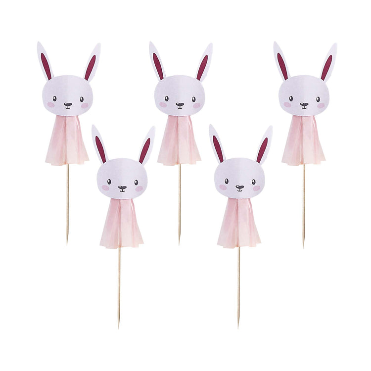 Baby Shower Pink Bunny Tassel Cake Picks