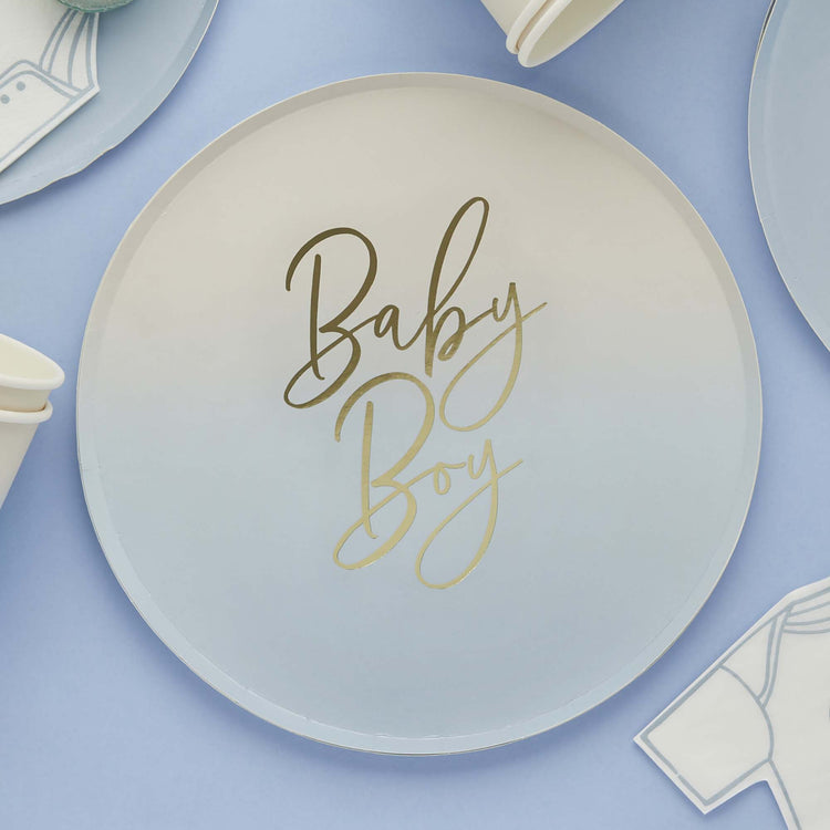 Baby Shower Blue Baby Boy 23cm Paper Plates NPC