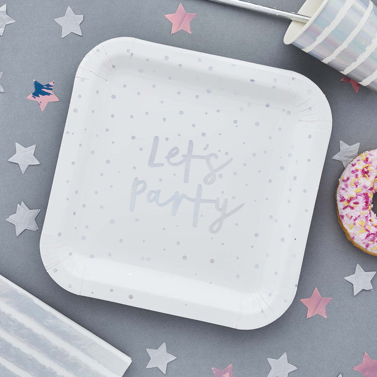 Metallic Mix Up Iridescent Lets Party 23cm Paper Plates NPC
