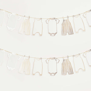 Baby Shower Gold Babygrow Card Garland 2.5m