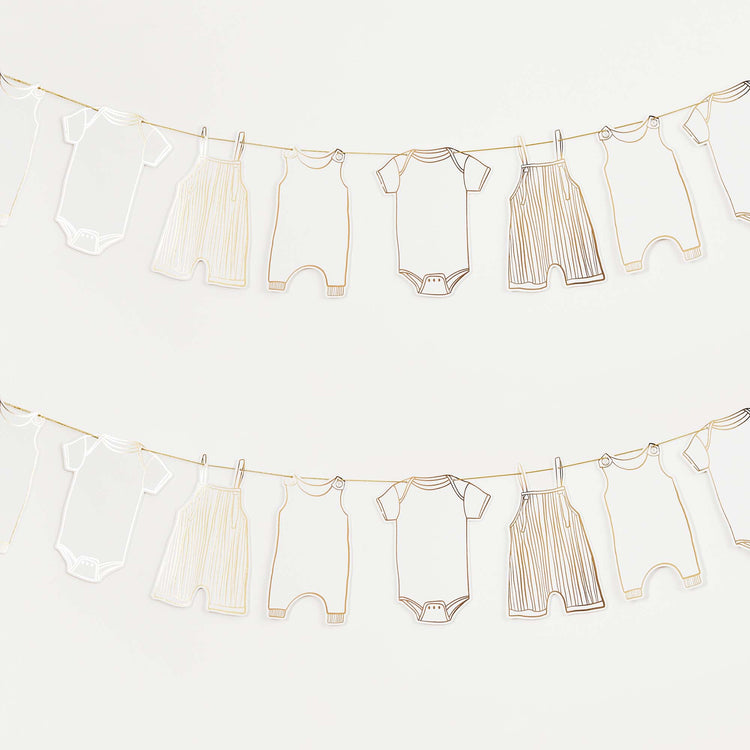 Baby Shower Gold Babygrow Card Garland 2.5m