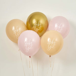 Baby Shower Pink Nude & Gold Baby Girl 30cm Latex Balloons