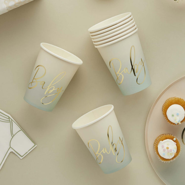 Baby Shower Sage Baby 250ml Paper Cups