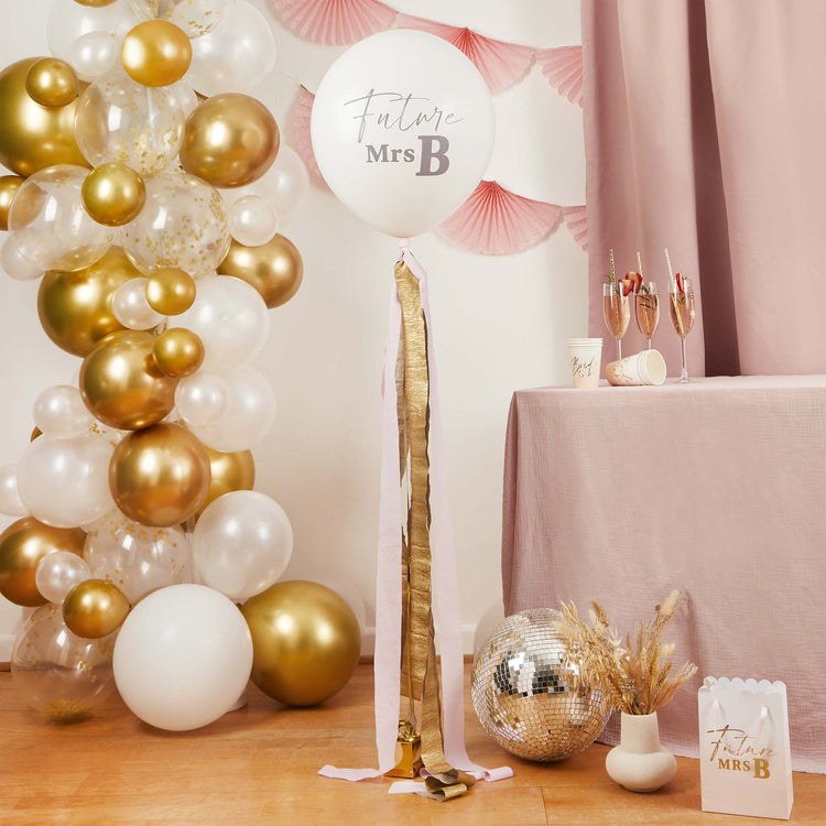 Bride to Be Future Mrs Jumbo 45cm Latex Balloon & Tassel Tail