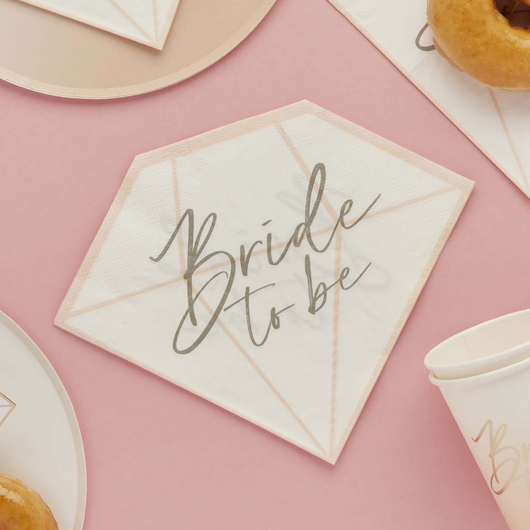 Bride to Be Diamond Shaped Napkins