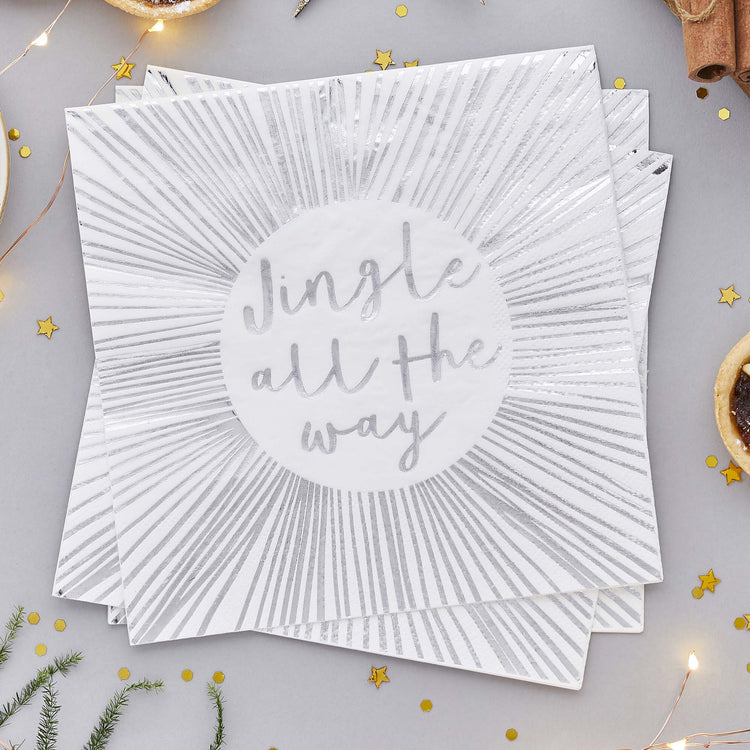 Core Christmas Silver Jingle All The Way Lunch Napkins