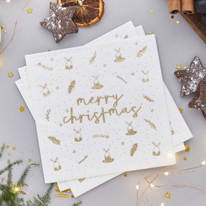 Core Christmas Gold Merry Christmas Lunch Napkins