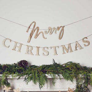 Festive Folklore Merry Christmas Wooden Banner 2.2m