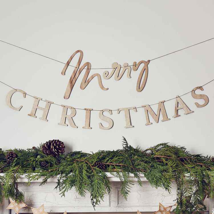 Festive Folklore Merry Christmas Wooden Banner 2.2m