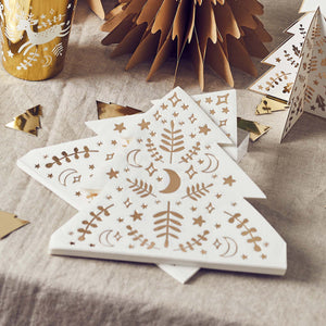 Festive Folklore Christmas Tree Shaped Napkins