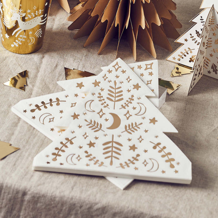 Festive Folklore Christmas Tree Shaped Napkins