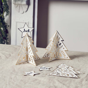 Festive Folklore Gold Christmas Tree Table Place Cards