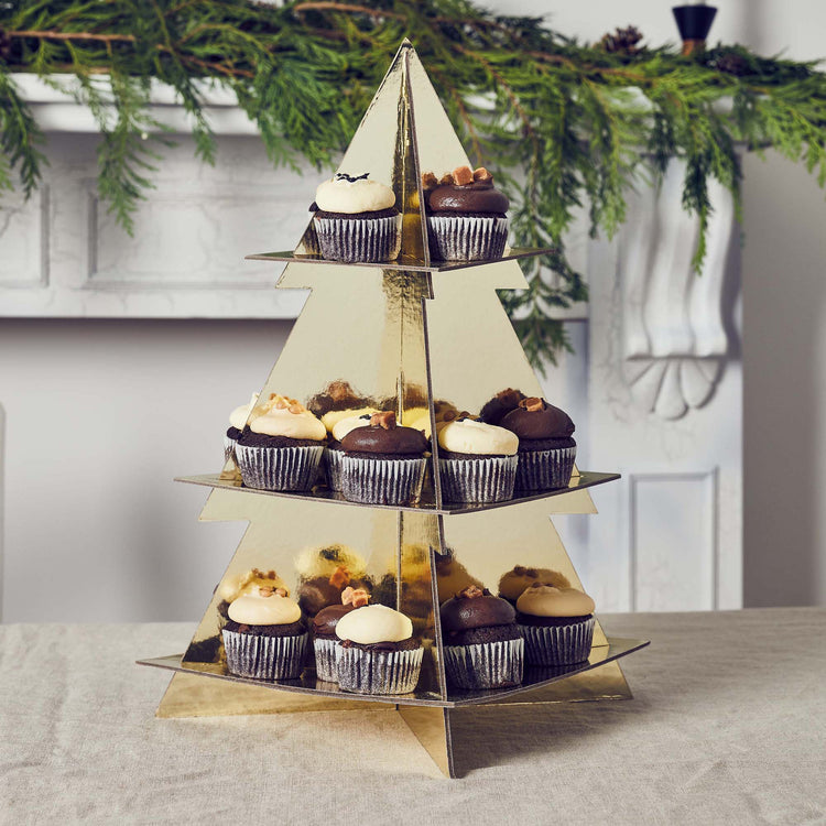 Festive Folklore Gold Christmas Tree Cake Stand
