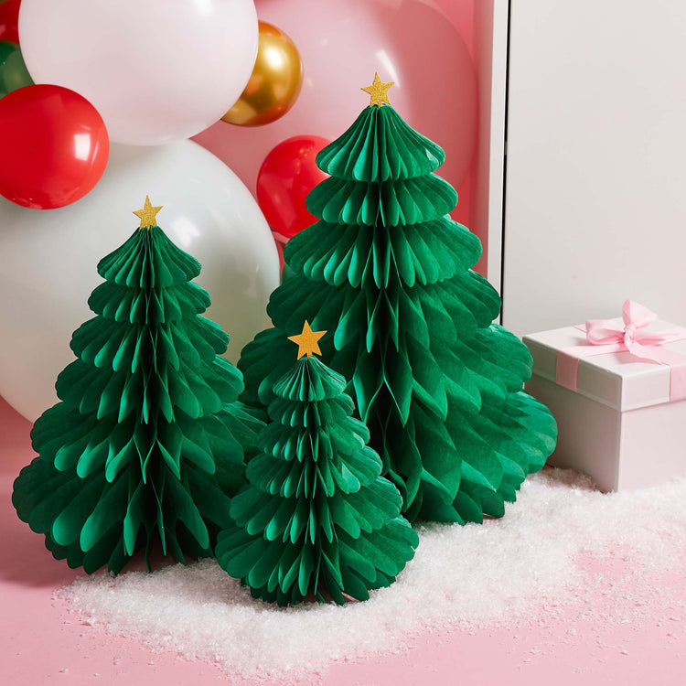 Holly Jolly Christmas Green Honeycomb Christmas Trees