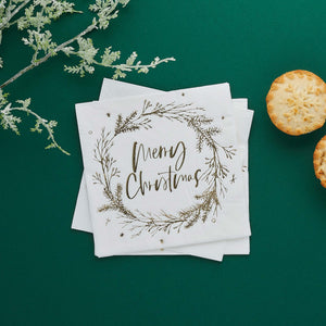Holly Jolly Christmas Wreath Merry Christmas Lunch Napkins