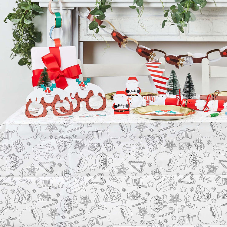 Merry Christmas Festive Colour In Paper Tablecloth