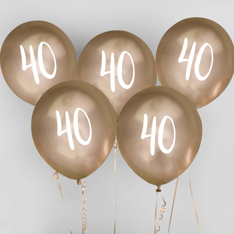 Metallic Mix Up Gold Number 40 Latex 30cm Balloons