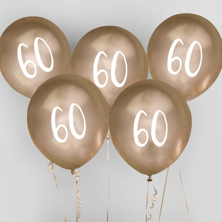 Metallic Mix Up Gold Number 60 Latex 30cm Balloons