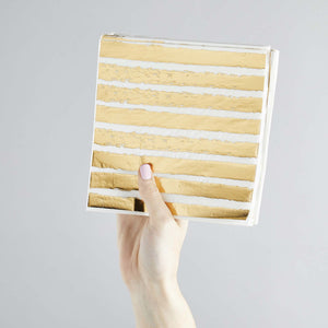 Metallic Mix Up Gold Striped Lunch Napkins