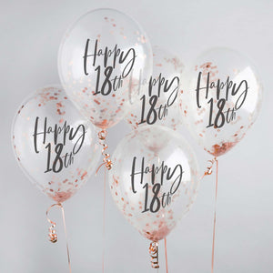 Metallic Mix Up Rose Gold Happy 18th Confetti 30cm Latex Balloons