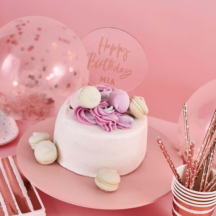 Metallic Mix Up Rose Gold Customisable Acrylic Cake Topper