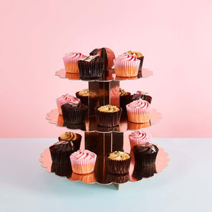 Metallic Mix Up Rose Gold 3 Tier Scallop Cake Stand